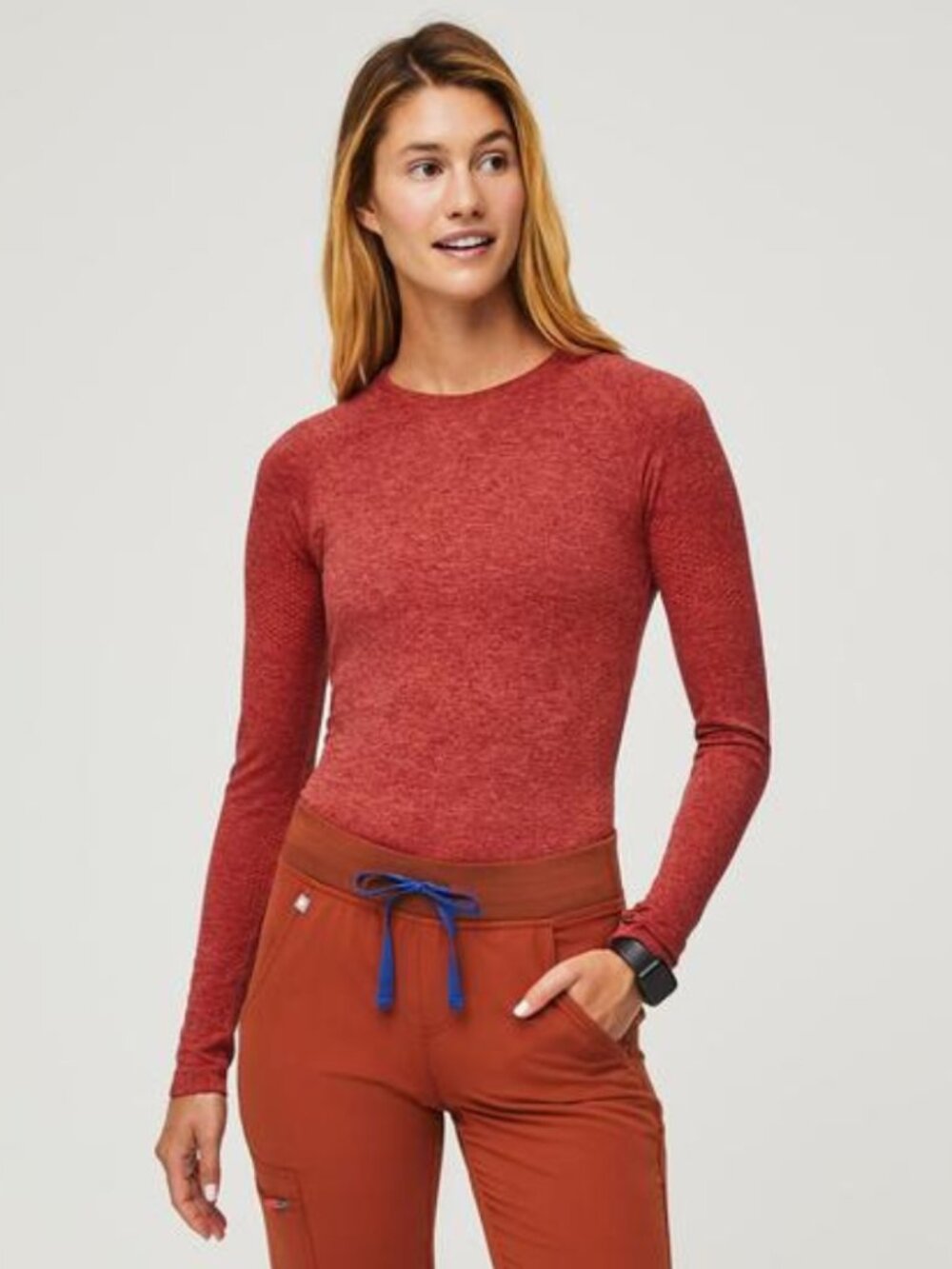 Figs Salta Seamless Performance Underscrub Limited Edition Auburn Rust Red M